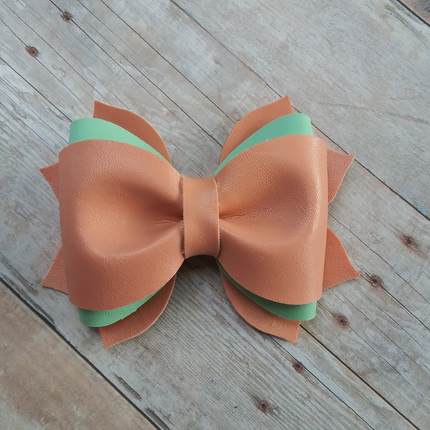 Mint and Coral 3" double layer pinch bow